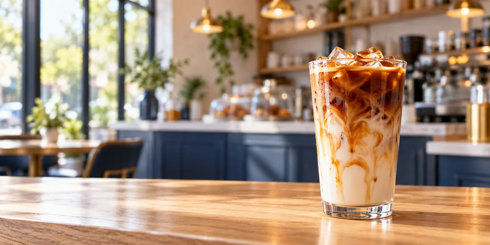 Latte frío con espresso, leche y hielo
